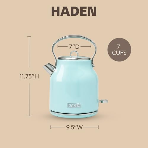Heritage 1.7 Liter Stainless Steel Retro Electric Tea Kettle with Auto Shutoff and Dry Boil Protection