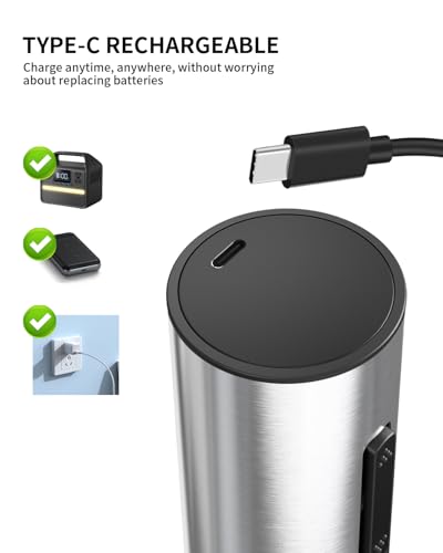 5-in-1 Electric Wine Opener Set Rechargeable Stainless Steel Automatic Corkscrew Wine Bottle Opener Set with Foil Cutter, Wine Aerator Pourer, Vacuum Wine Stopper and Storage Base, Silver