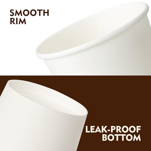 8 oz 500 Pack Coffee Cups White Paper Cups (500 Count)
