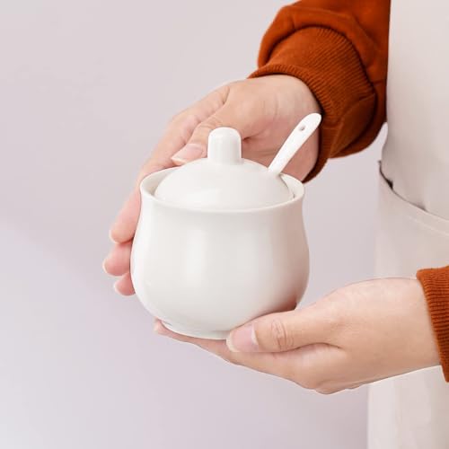 7 OZ Ceramic Sugar Bowl with Lid and Spoon