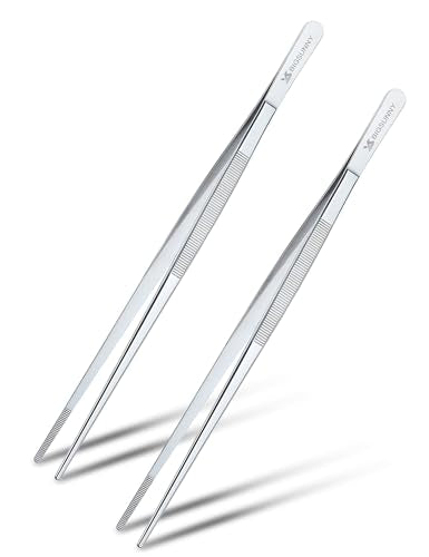 10 Inch Kitchen Food Tweezers Fine Stainless Steel Tweezer Tongs (2 Count)