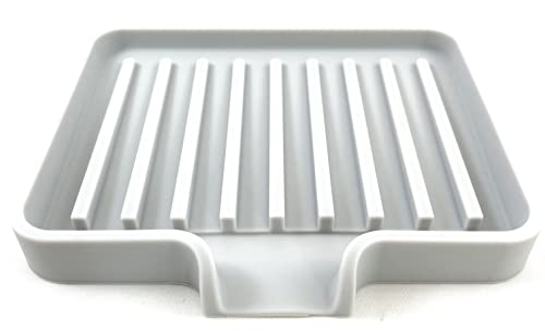 Silicone Soap Dish Tray and Sponge Holder with Drain Chute (2 Count)