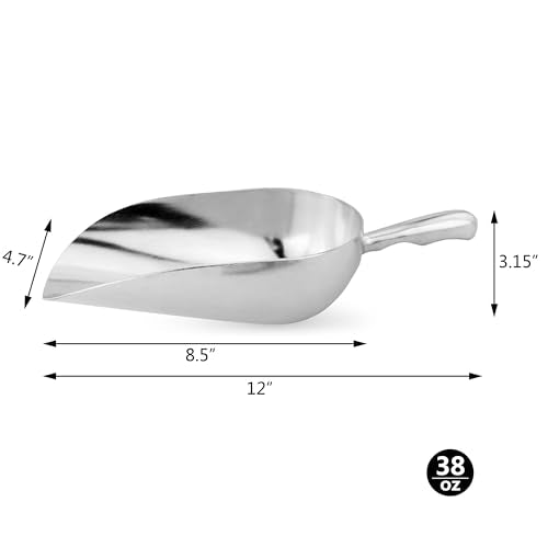 34561 One Piece Cast Aluminum Round Bottom Bar Ice Flour Utility Scoop