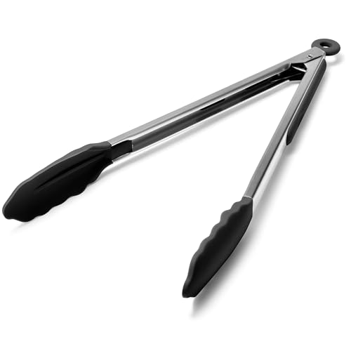 Kitchen Tongs with Silicone Tips for Cooking Serving