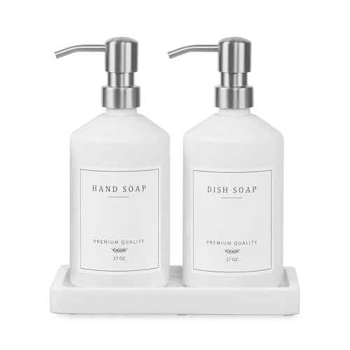 White Glass Soap Dispenser for Kitchen (2 Count)
