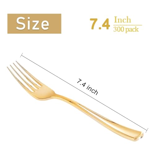 300PCS Gold Plastic Forks (300 Count)