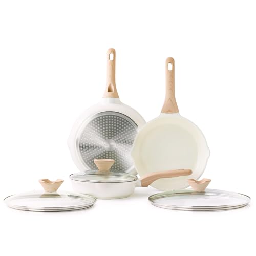 Ceramic Nonstick Frying Pan Skillet Set with Lid