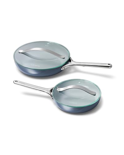Ceramic Fry Pan Duo with Glass Lids