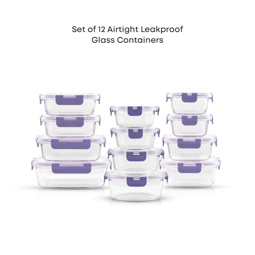 24pc Borosilicate Glass Storage Containers with Lids (24 Count)