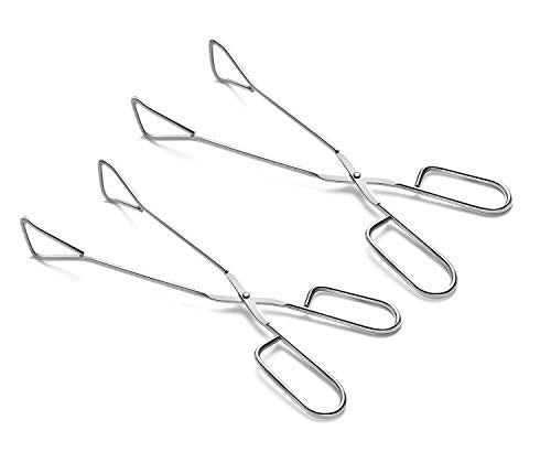 11" Heavy Duty Stainless Steel Kitchen Scissor Tongs with Comfortable Ergonomic Grip (2 Count)