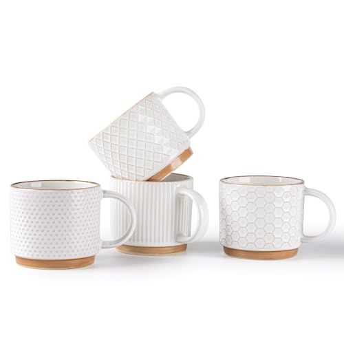 6 OZ Stackable Coffee Mugs Set of 4 (4 Count)
