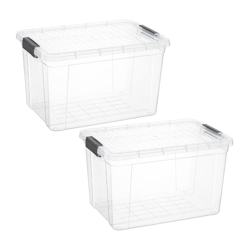 14.7 Quart Clear Plastic Storage Boxes with Lids (2 Count)
