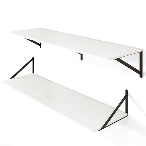 40W x 12D Deep Floating Shelves Set of 2 White (2 Count)