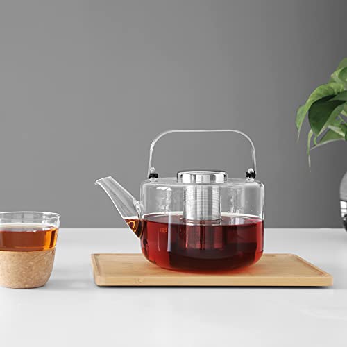 Viva Bjorn Borosilicate Glass Tea Pot for Stovetop with Loose Leaf Tea Infuser Mesh