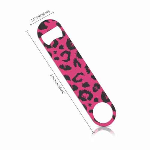 Leopard Print Stainless Steel Bottle Opener Jaguar Animal Fur Fashion Natural Skin Black Pink Wild Spot Flat Beer Bottle Opener Keychain for Home Kitchen Bar Restaurant Party Birthday Gift