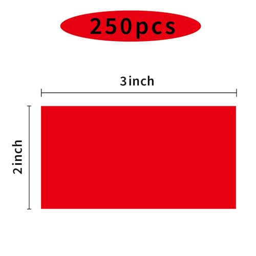 250 Red 2*3 Inch Rectangle Removable Writable Color Coding Labels