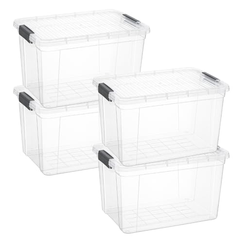 14.7 Quart Clear Plastic Storage Boxes with Lids (4 Count)