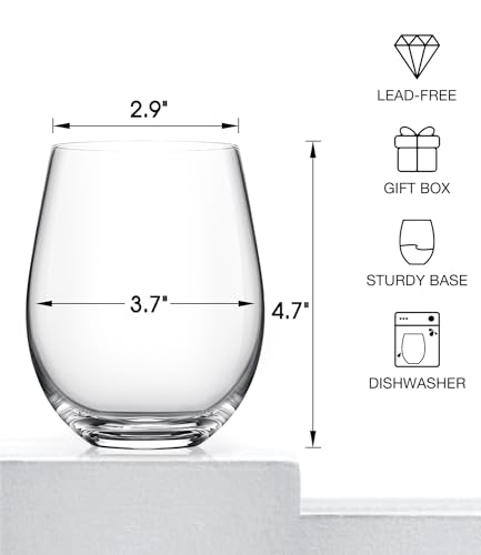 Stemless Wine Glasses Set of 6 (6 Count)