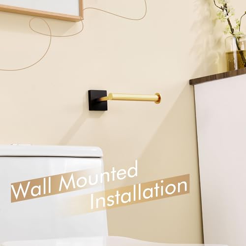 Toilet Paper Holder Toilet Roll Holders Hold Mega Rolls Kitchen Bathroom Tissue Paper Dispenser Black with Gold Stainless Steel