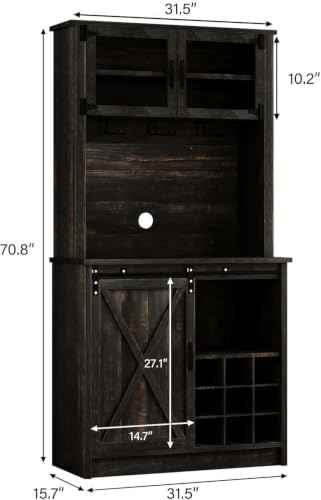 72" Farmhouse Coffee Bar Cabinet with Sliding Barn Door