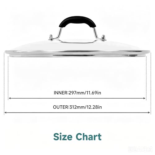 12" Glass Lid with Stainless Steel Handle