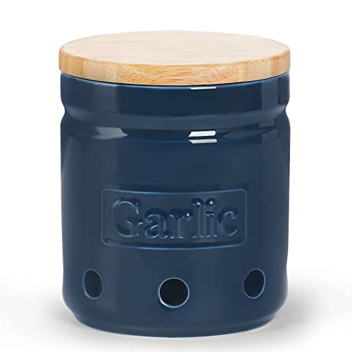 Garlic Keeper with Wooden Lid