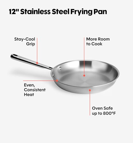 5 Ply Stainless Steel 12" Frying Pan