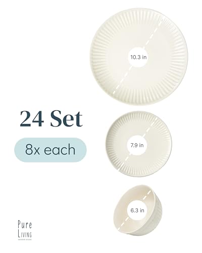 24 Piece Stoneware Dinnerware Set for 8 (24 Count)
