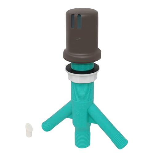 Dual Air Gap with Oil Rubbed Bronze Brass Cap for Double Drawer or Two Separate Dishwashers with Skirted Cap and Extra Long Thread for Thick or Thin Countertops