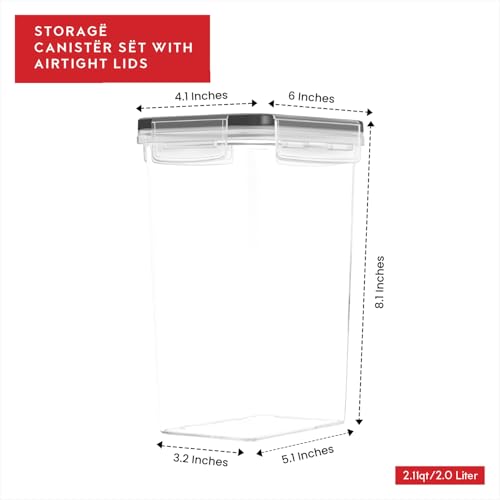 Airtight Food Storage Containers Set of 6 Pieces 2L (6 Count)