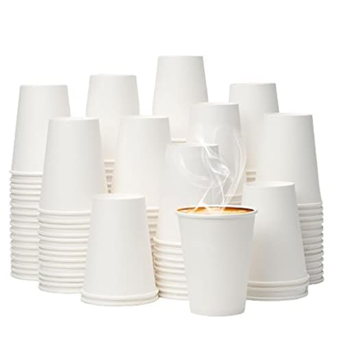 12 oz 100 Pack White Disposable Paper Coffee Cups (100 Count)