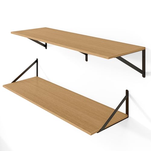 36W x 12D Deep Floating Shelves Set of 2 Oak (2 Count)