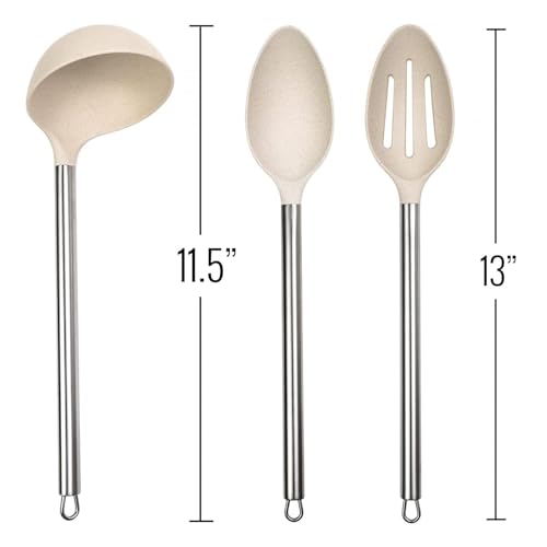 3pc Wheat Straw Spoons and Ladle Set Cooking Baking Kitchen Utensils (3 Count)