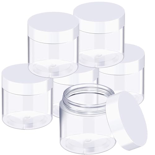 6 Pack 3 oz Plastic Jars Containers with Lids Wide (6 Count)