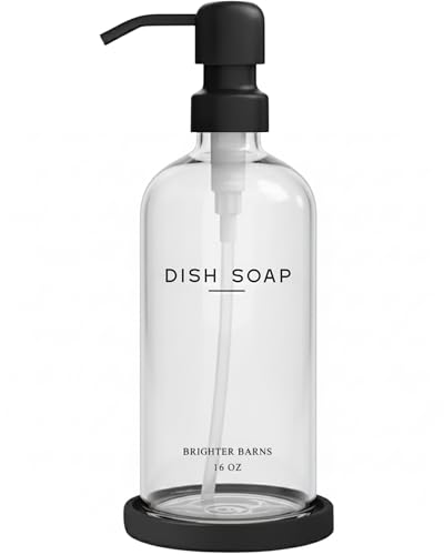 Glass Dish Soap Dispenser for Kitchen Sink by Brighter Barns