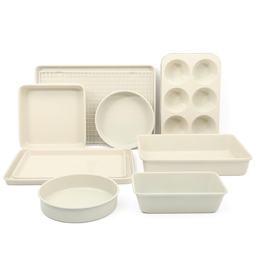 Gallen 10 Piece Baking Pans Ceramic PFA Free Non Toxic Non Stick Bakeware Set (10 Count)