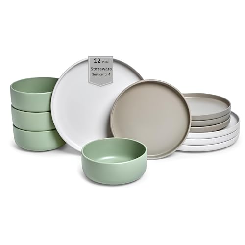 12 Piece Stoneware Dinnerware Set for 4