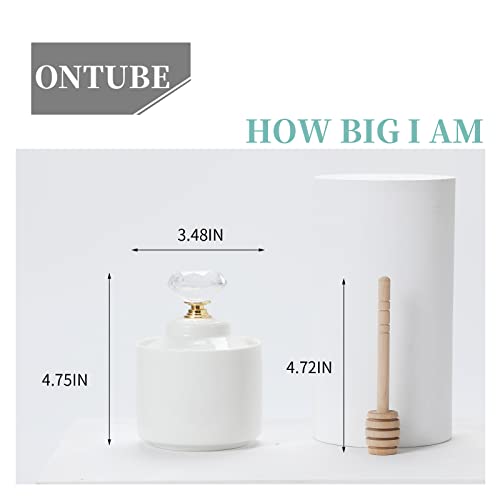 Ceramic Honey Jar with Dipper and Crystal Lid (8 Ounce)