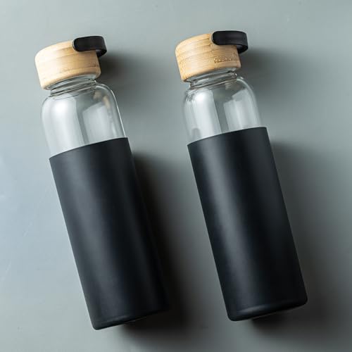 21oz Borosilicate Glass Water Bottles with Silicone Non