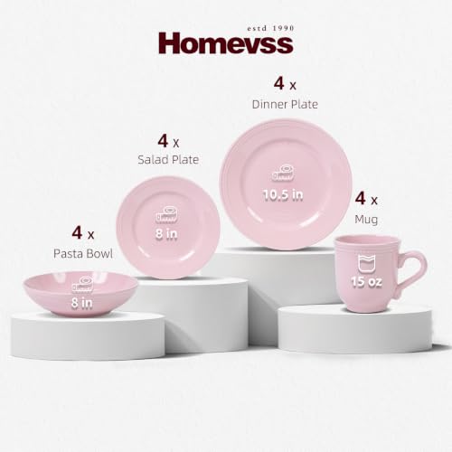 HomeVSS 16 Piece Pearl Dots Stoneware Dinnerware Set