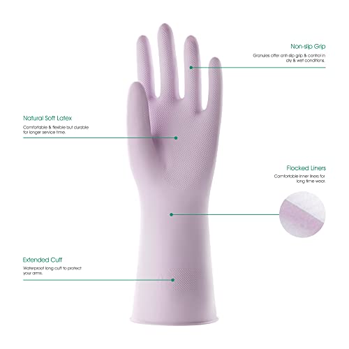 3 Pairs Colorful Household Rubber Gloves with Non (3 Count)