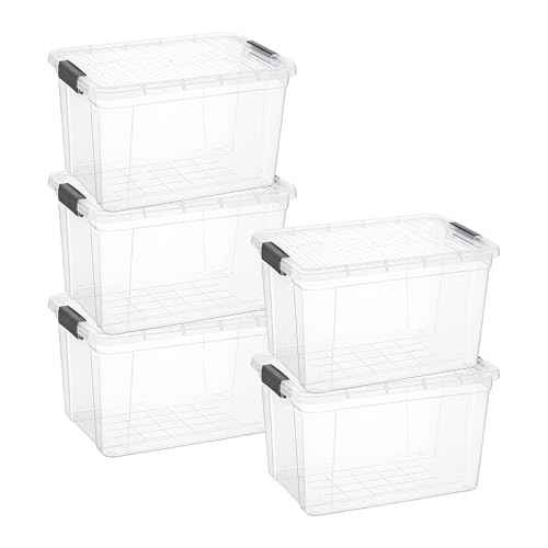 14.7 Quart Clear Plastic Storage Boxes with Lids (5 Count)