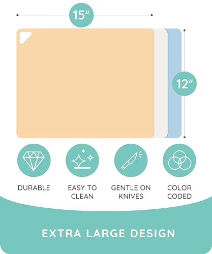 Extra Thick Flexible Cutting Boards for Kitchen (3 Count)