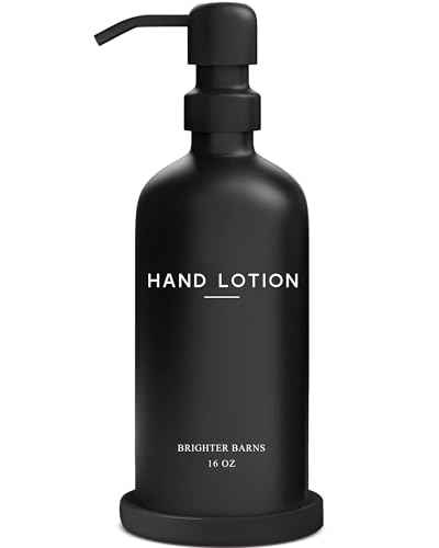Black Glass Lotion Dispenser with Pump by Brighter Barns