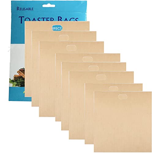 8 Pack Toaster Bags Nonstick Reusable Easy to Clean for Grilled Cheese Sandwiches Toast Bread Snacks (8 Count)