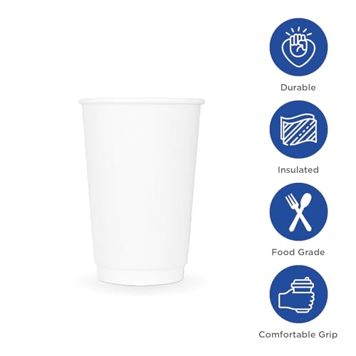 8 oz Double Wall Insulated Coffee Cup [500 Count] White Disposable Paper Hot Cup