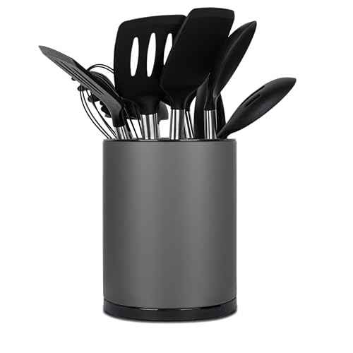 Kitchen Utensil Holder for Countertop 360° Rotating Utensil Caddy Extra Large Utensil Crock Cooking Utensil Holder for Kitchen Counter