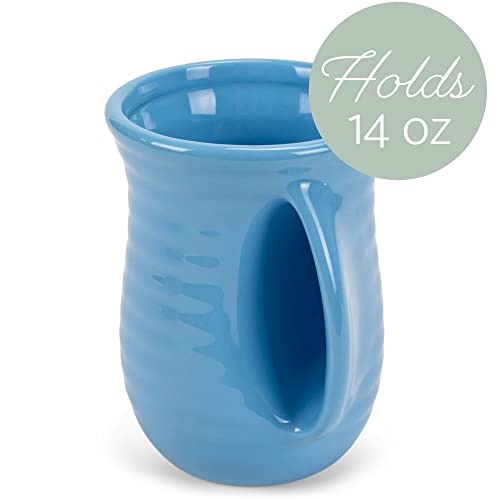 Ribbed 14 ounce Ceramic Stoneware Handwarmer Mugs Set of 4 (4 Count)
