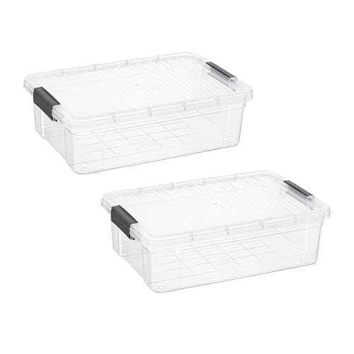 13.7 Quart Clear Plastic Storage Bin with Lid (2 Count)