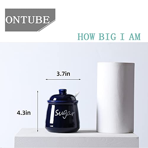 Ceramic Sugar Bowl with Lid and Spoon 12oz